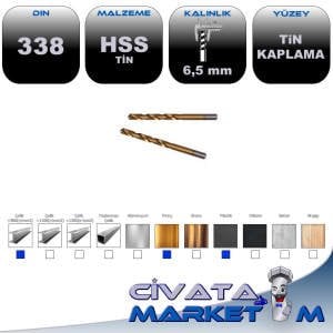 TİTANYUM KAPLI –TİN MATKAP UCU 6.5 mm