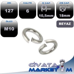 DIN 127 YAYLI RONDELA M10 BEYAZ