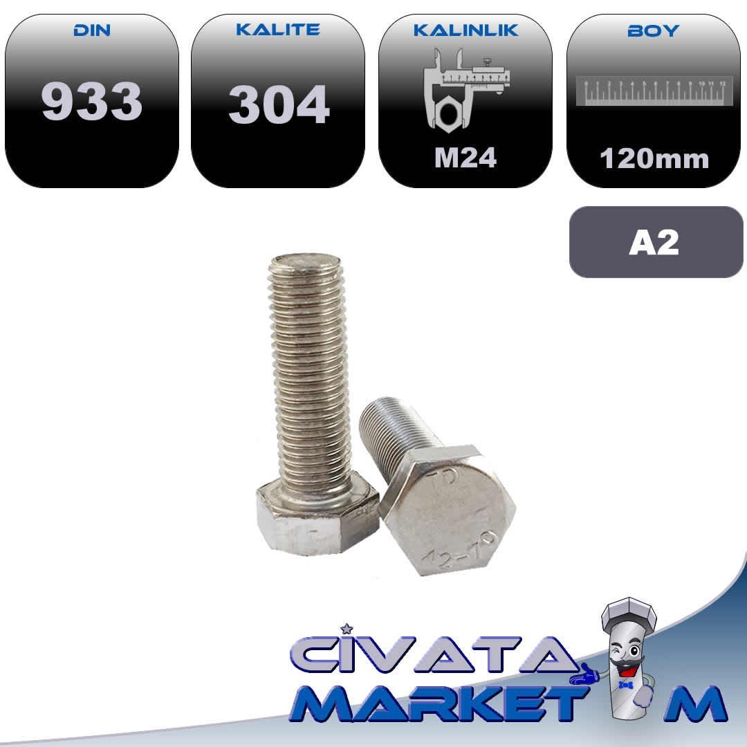 M24*120 ALTIKÖŞE BAŞ CİVATA A2