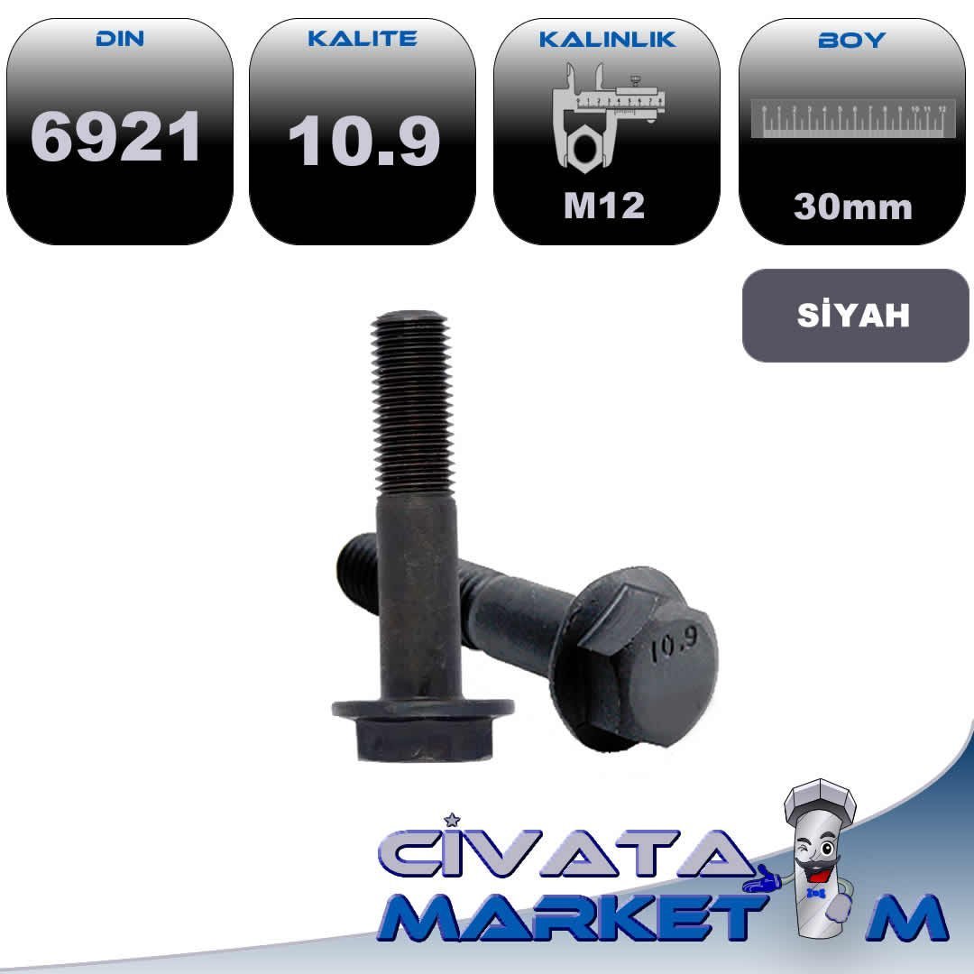 M12*30 FLANŞLI CİVATA DIN 6921 10,9