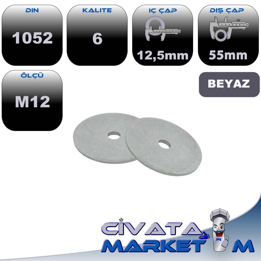 DIN 1052 ŞASE PULU M12X55 BEYAZ