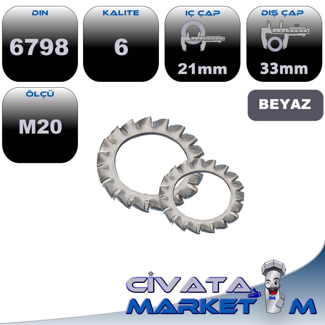 DIN 6798 TIRTIRLI PUL M20 SİYAH