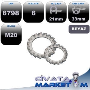 DIN 6798 TIRTIRLI PUL M20 SİYAH