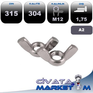 M12 KELEBEK SOMUN A2 DIN315