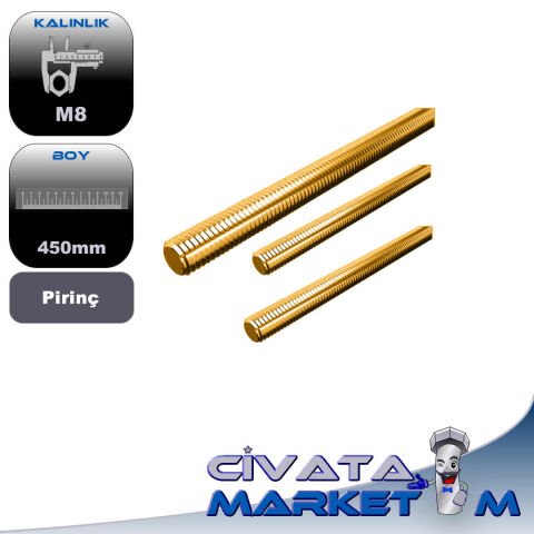 PİRİNÇ GİJON ÖZEL KESİM M8 - 450MM