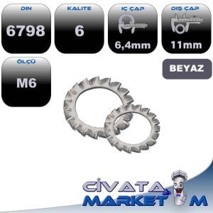 DIN 6798 TIRTIRLI PUL M6 SİYAH