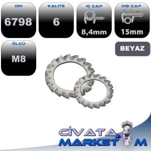 DIN 6798 TIRTIRLI PUL M8 SİYAH