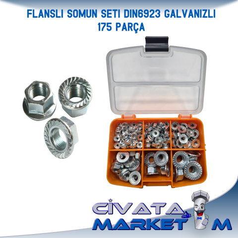 GALVANİZLİ DIN6923 FLANŞLI SOMUN SETİ 175 PARÇA