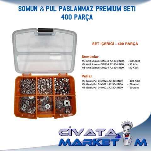 SOMUN-PUL PASLANMAZ PREMİUM SETİ 400 PARÇA