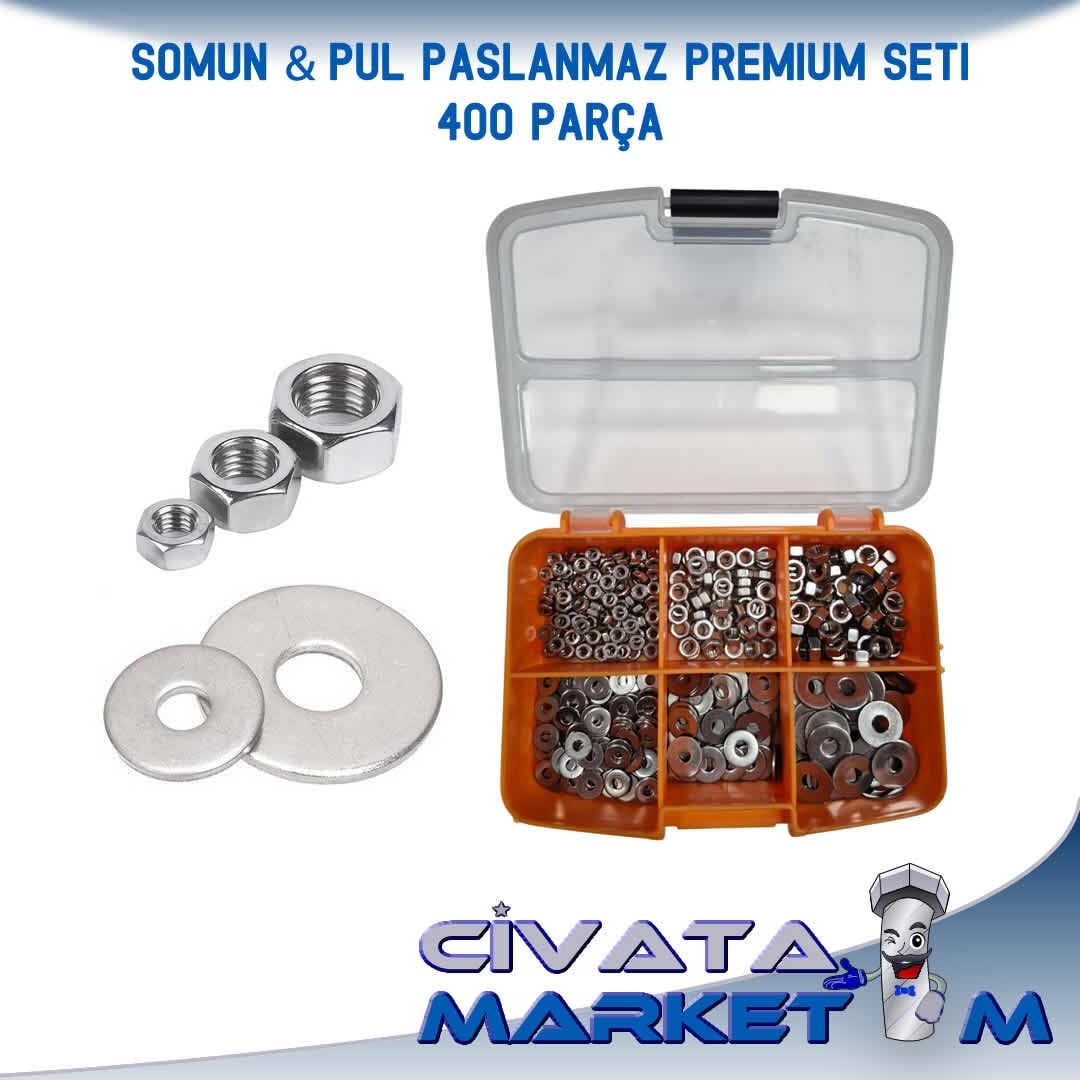 SOMUN-PUL PASLANMAZ PREMİUM SETİ 400 PARÇA