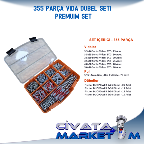 355 PARÇA VİDA DÜBEL SETİ - PREMIUM SET