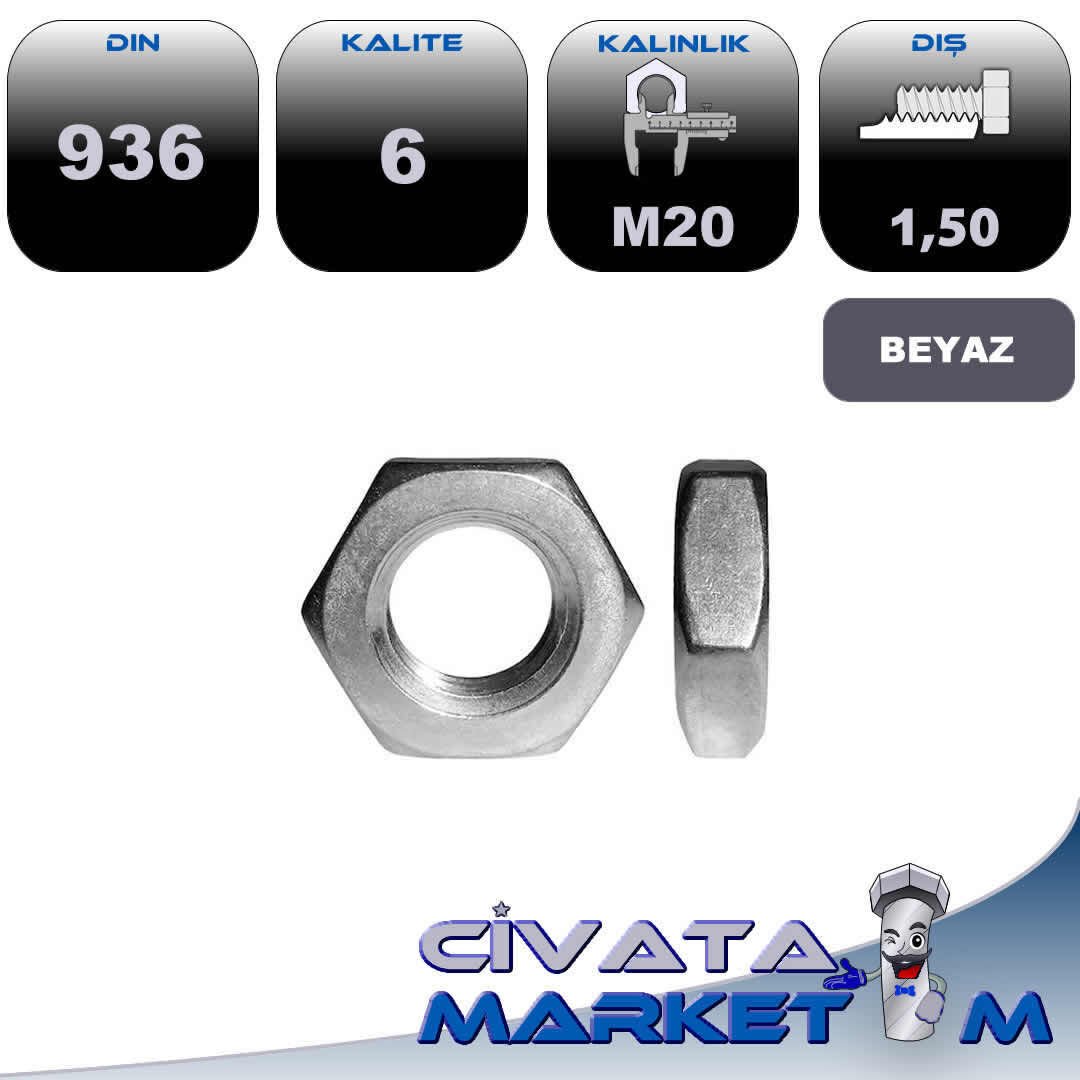 M20x1.5 KONTRA SOMUN GALV. DIN936