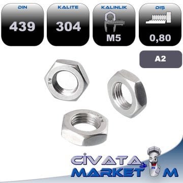 M5 İNCE KONTRA SOMUN A2 DIN439