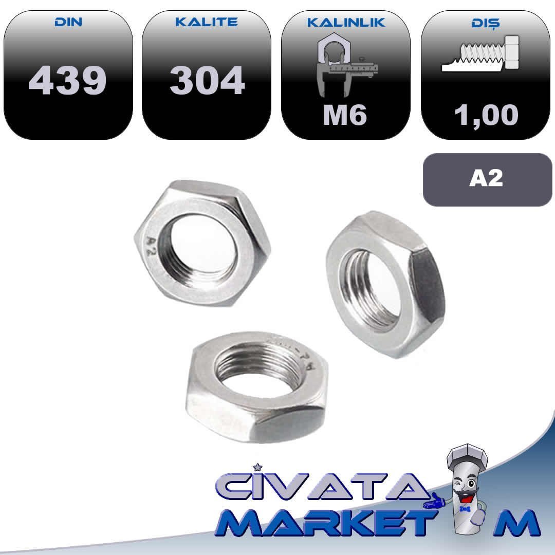 M6 İNCE KONTRA SOMUN A2 DIN439