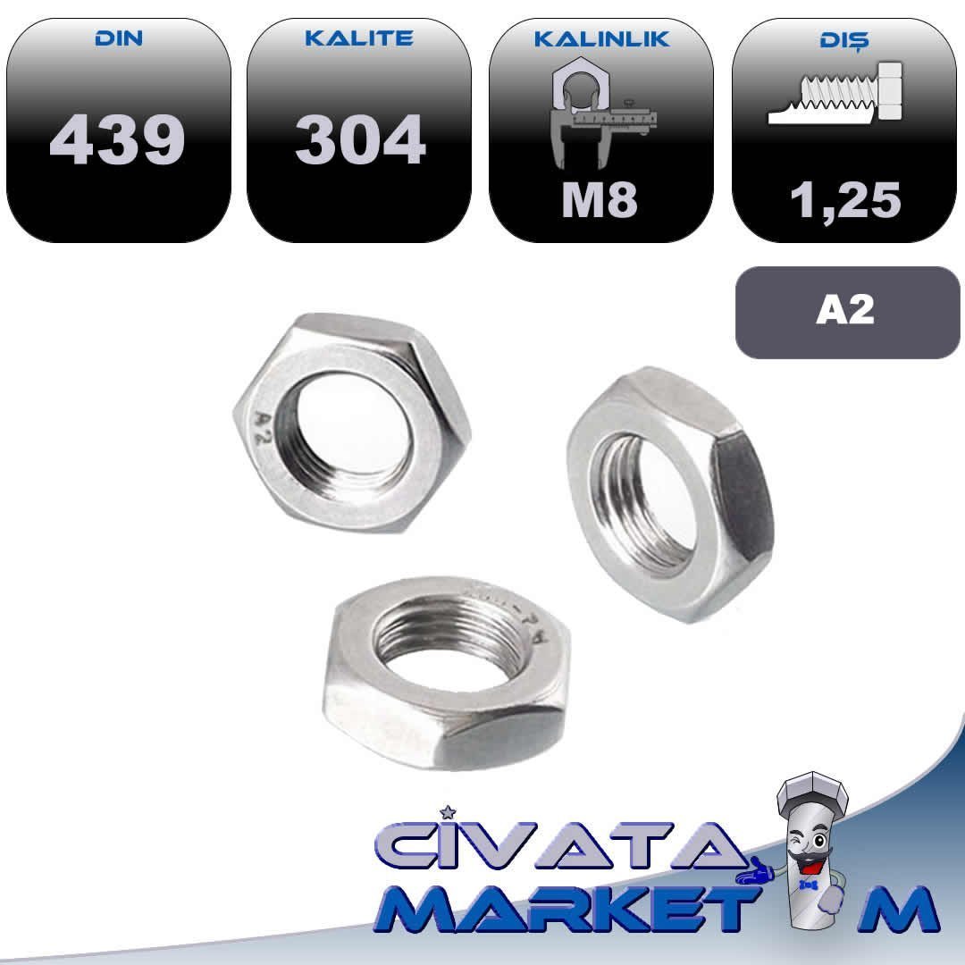 M8 İNCE KONTRA SOMUN A2 DIN439