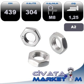 M8 İNCE KONTRA SOMUN A2 DIN439