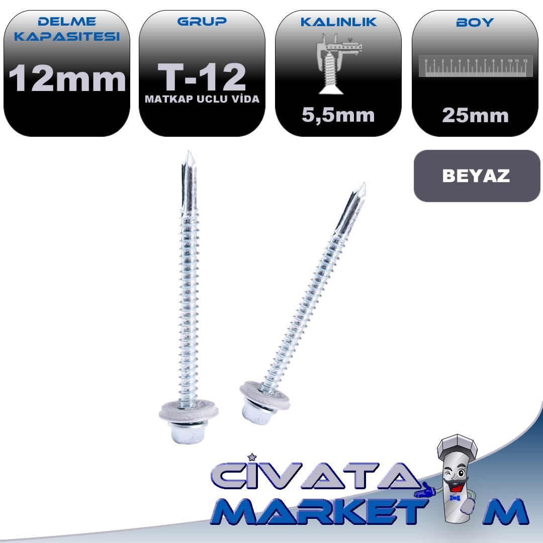 5,5x25 TRAPEZ VİDA T-12 MUV BYZ