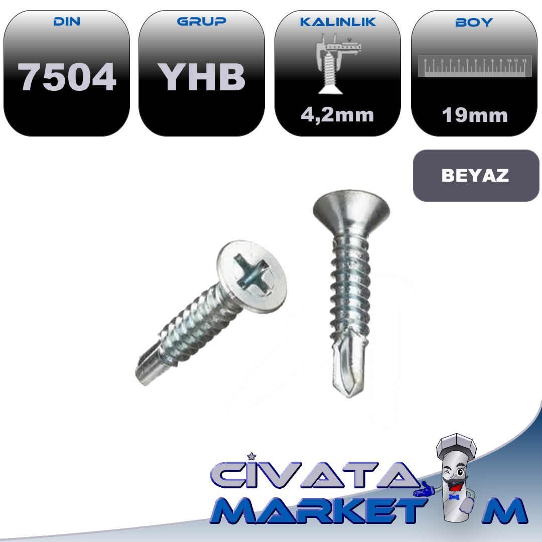 4,2x19 YHB MATKAP UCLU VİDA DIN7504 BYZ