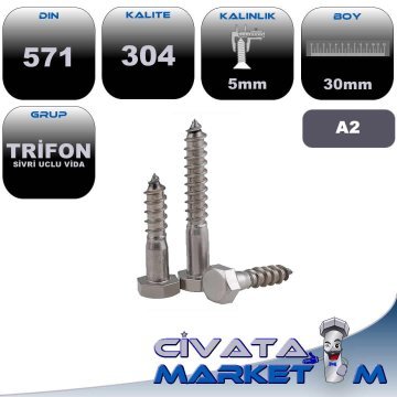 5*30 TRİFON VİDA A2 304