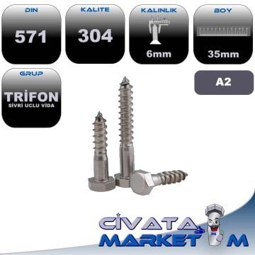 6*35 TRİFON VİDA A2 304