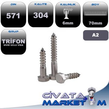 6*70 TRİFON VİDA A2 304