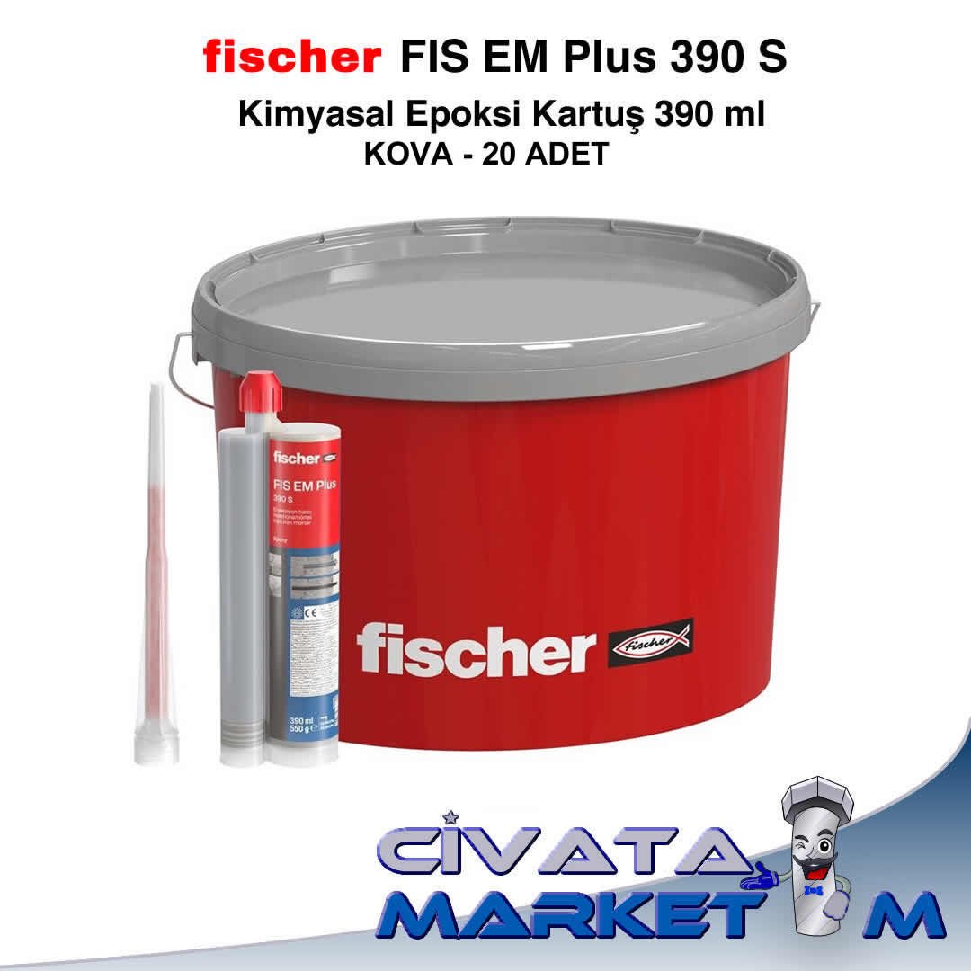 FISCHER FIS EM Plus 390 S Kimyasal Epoksi Kartuş 390 ml - 20 Adet (KOVA)