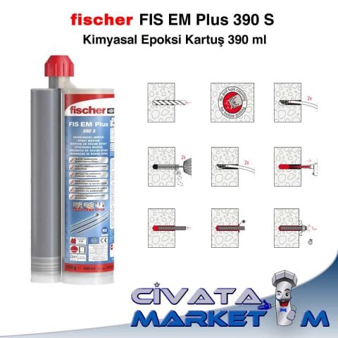 FISCHER FIS EM Plus 390 S Kimyasal Epoksi Kartuş 390 ml - 20 Adet (KOVA)