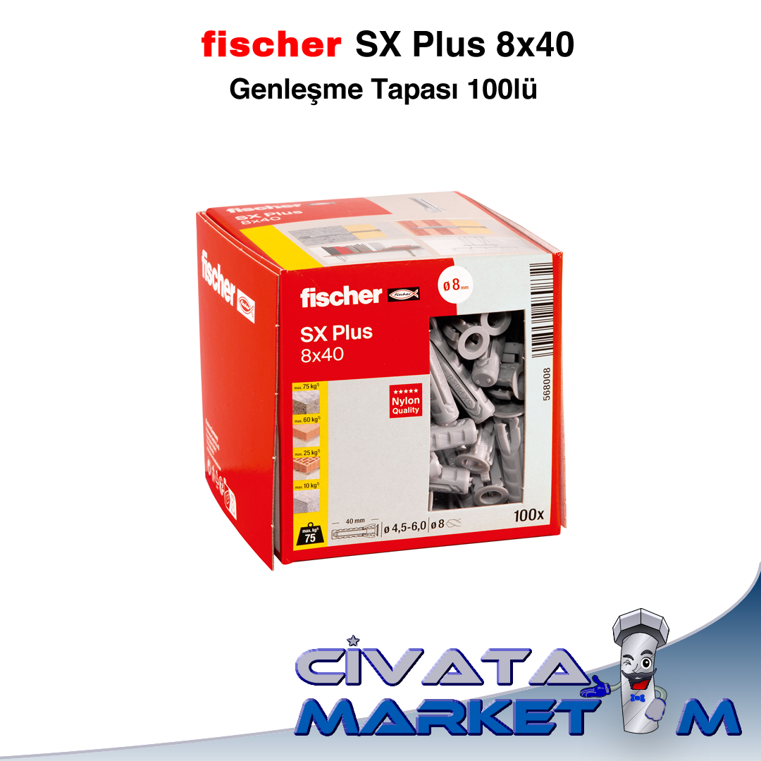 fischer Plastik Dübel SX Plus 8x40 - 100lü