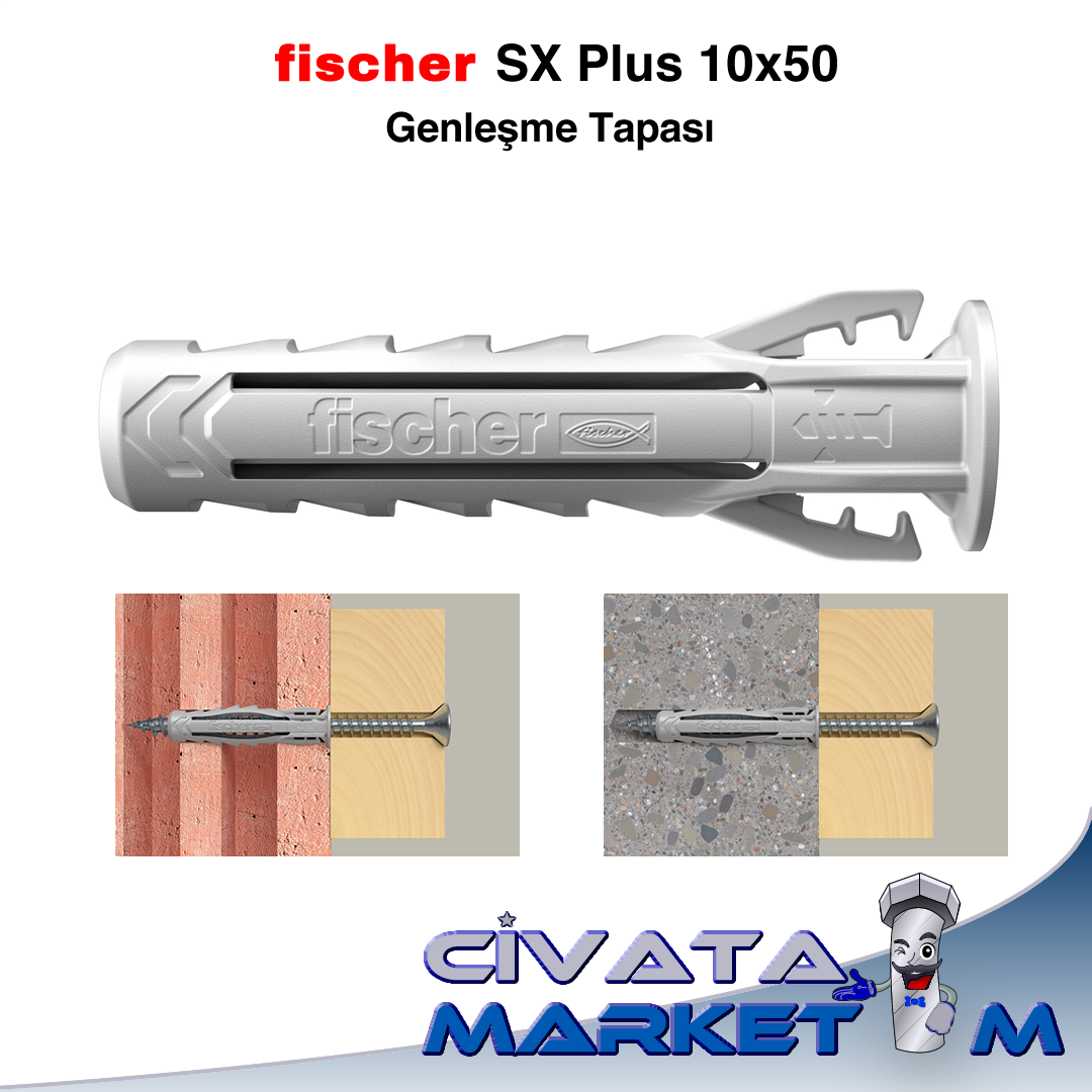 fischer Plastik Dübel SX Plus 10x50 - 50li