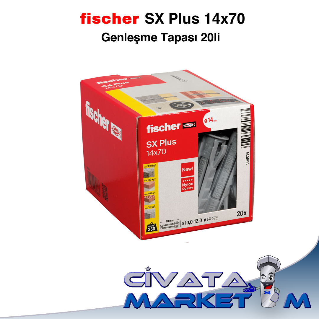 fischer Plastik Dübel SX Plus 14x70 - 20li