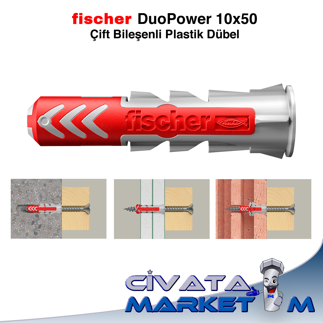fischer DuoPower 10x50 Çift Bileşenli Dübel