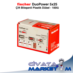 fischer DuoPower 5x25 Çift Bileşenli Dübel - 100lü