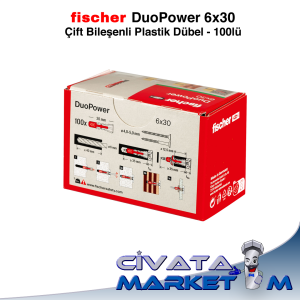 fischer DuoPower 6x30 Çift Bileşenli Dübel - 100lü
