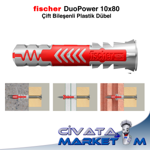 fischer DuoPower 10x80 Çift Bileşenli Dübel - 25li