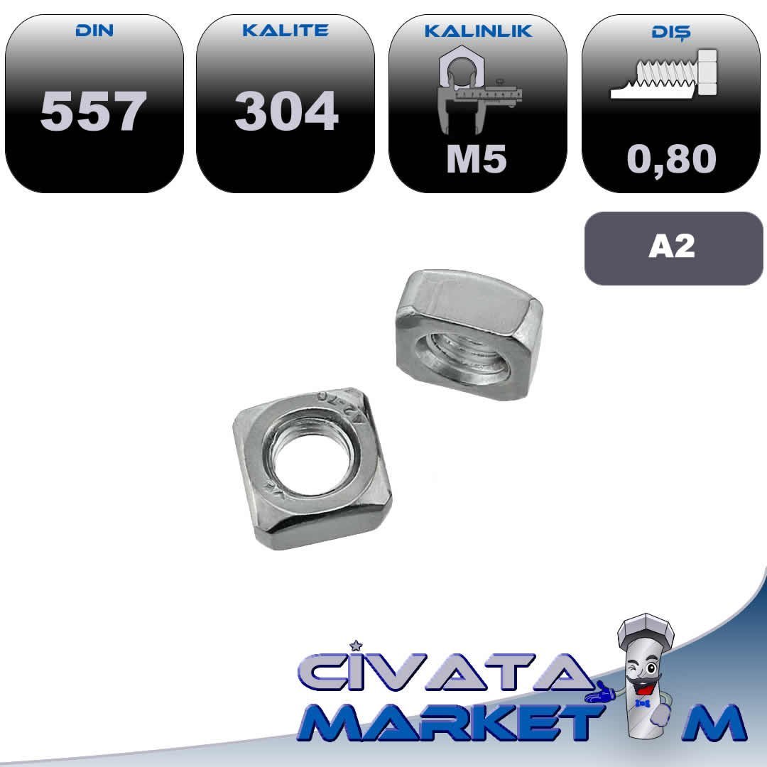 M5 KARE SOMUN A2 304 DIN557