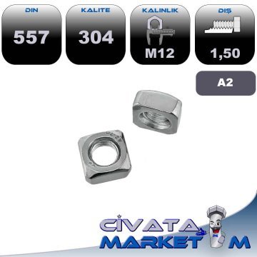 M12 KARE SOMUN A2 304 DIN557