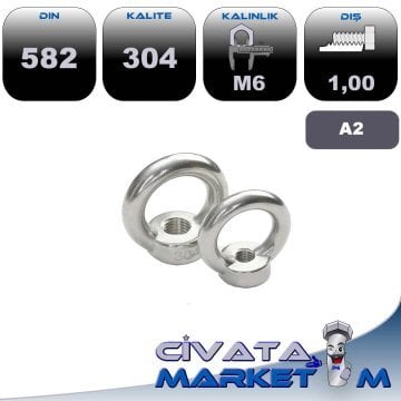 M6 HALKA SOMUN A2 304 DIN582 EYEBOLT DİŞİ