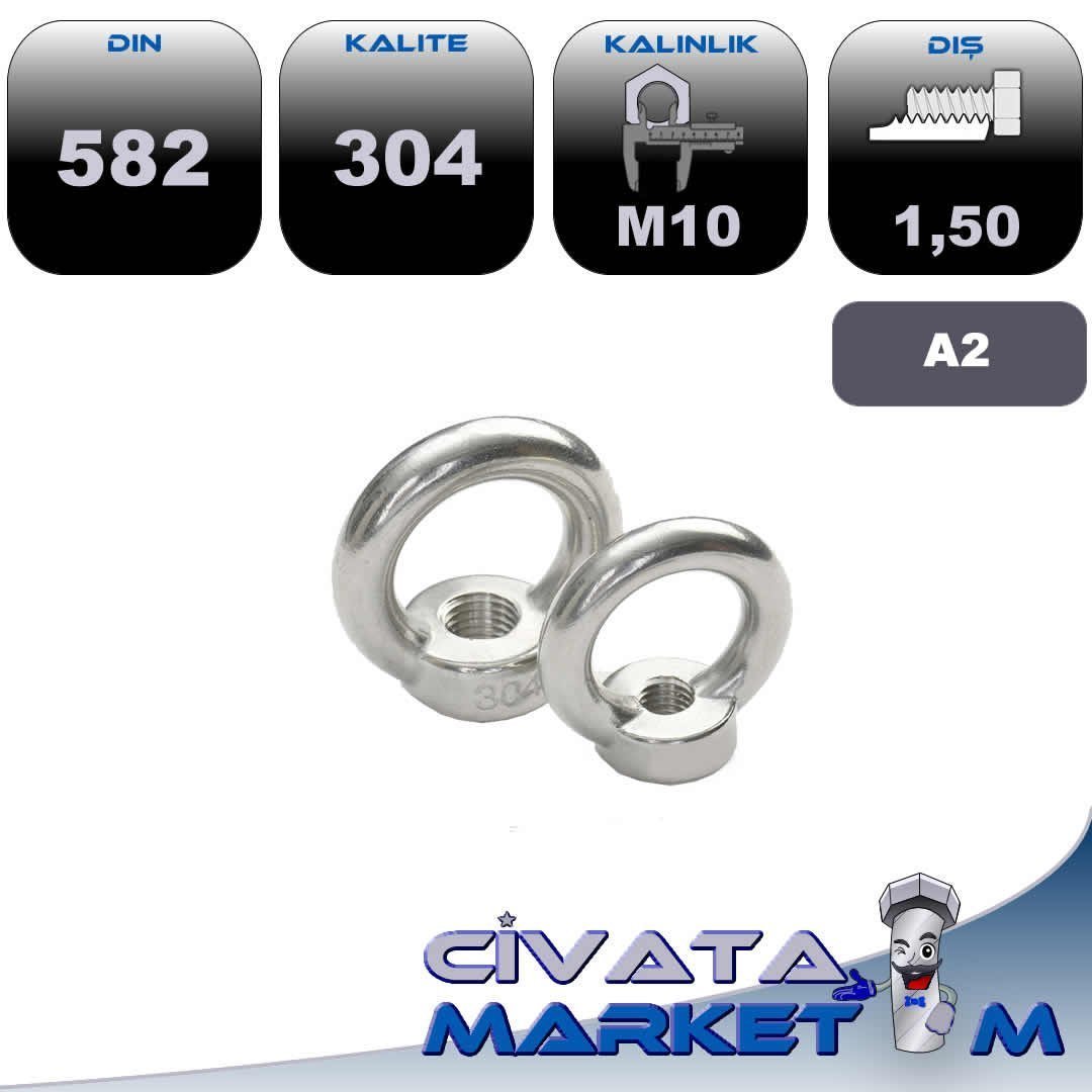 M10 HALKA SOMUN A2 304 DIN582 EYEBOLT DİŞİ
