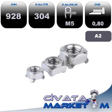 M5 KARE KAYNAK SOMUNU A2 304 DIN928