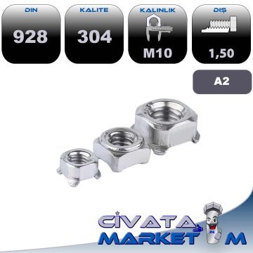 M10 KARE KAYNAK SOMUNU A2 304 DIN928