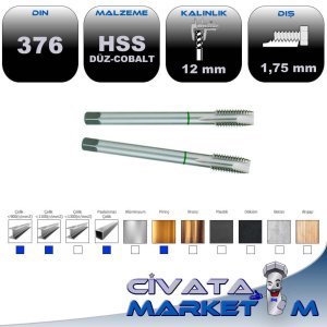 DIN 371B HSS CO5 MAKİNA KLAVUZU M 12
