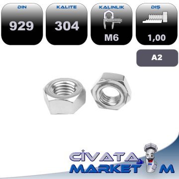M6 ALTIKÖŞE KAYNAK SOMUNU A2 304  DIN929