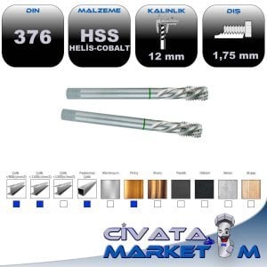 MAKİNA KILAVUZU DIN 376C HSS HELİS CO5 M 12
