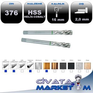 MAKİNA KILAVUZU DIN 376C HSS HELİS CO5 M 16
