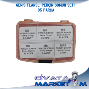 Perçin Somun Flanşlı  (Geniş Tip) Seti 95 Parça