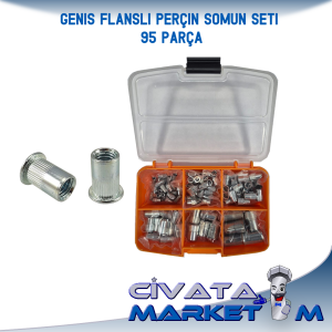 Perçin Somun Flanşlı  (Geniş Tip) Seti 95 Parça