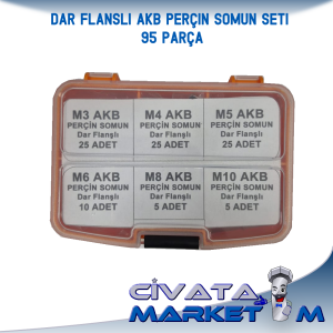 AKB Perçin Somun Flanşsız (Dar Tip) Seti 95 Parça