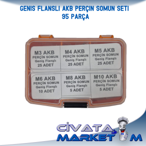 AKB Perçin Somun Flanşlı  (Geniş Tip) Seti 95 Parça