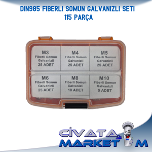 115 PARÇA FİBERLİ SOMUN SETİ DIN985  GALVANİZLİ