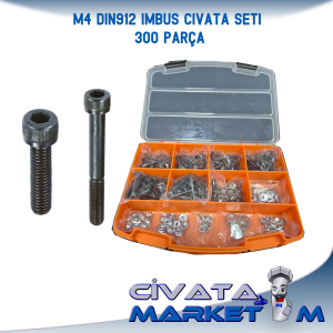 300 Parça M4 DIN912 İmbus Cıvata Seti
